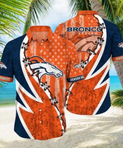 NFL Denver Broncos Hawaiian Shirt 3D Printed Graphic American Flag Print This Summer Gift For Fans