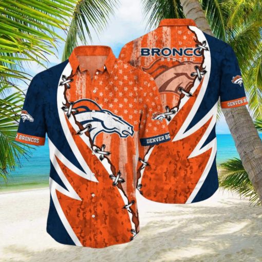 NFL Denver Broncos Hawaiian Shirt 3D Printed Graphic American Flag Print This Summer Gift For Fans