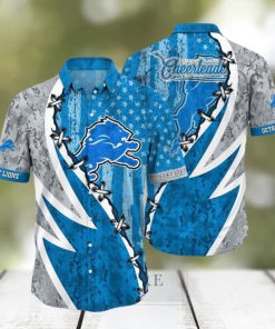 NFL Detroit Lions Hawaiian Shirt 3D Printed Graphic American Flag Print This Summer Gift For Fans