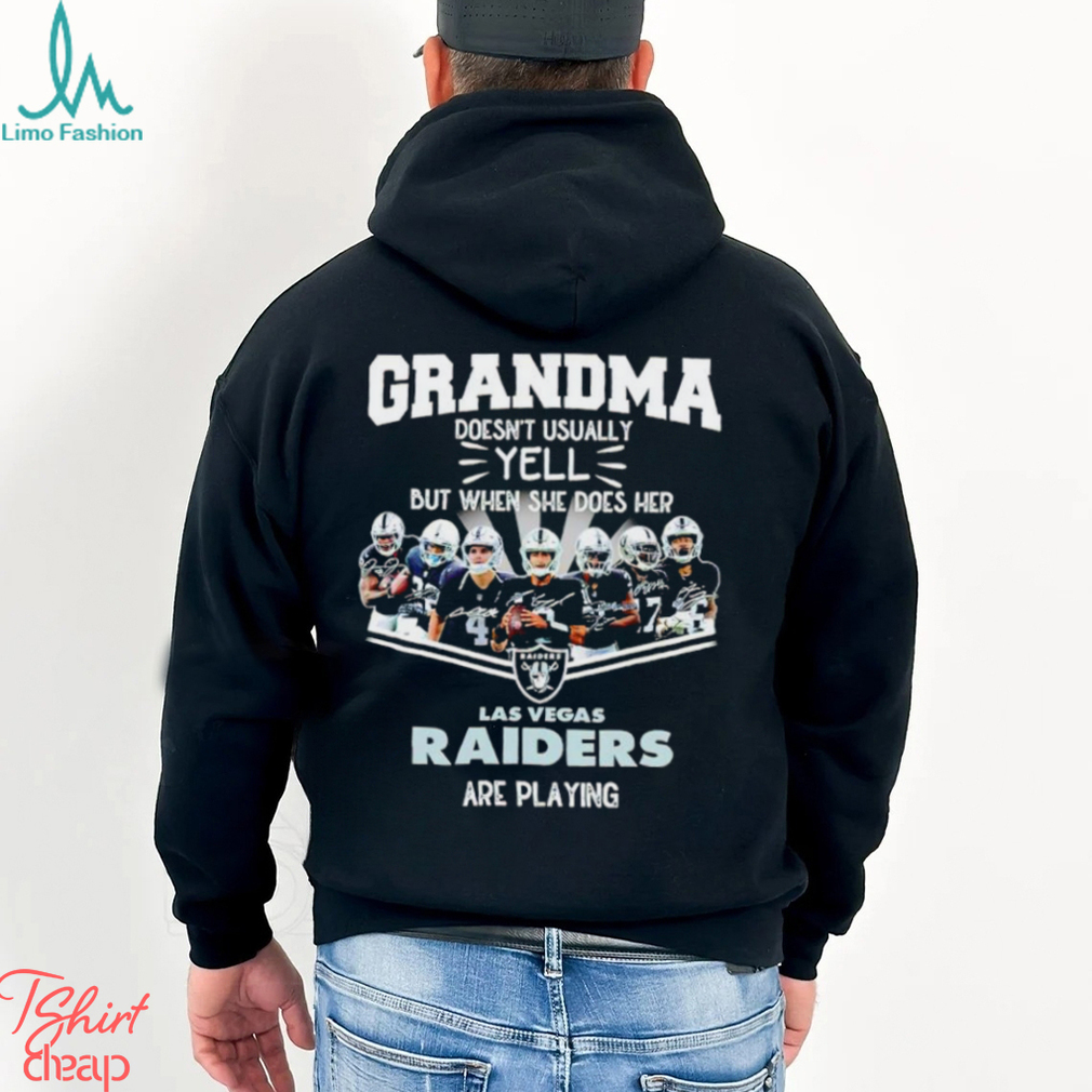 NFL Grandma Doesn’t Usually Yell But When She Does Her Las Vegas Raiders Are Playing Football Team signature shirt NFL Grandma Doesn’t Usually Yell But When She Does Her Las Vegas Raiders Are Playing Football Team signature shirt