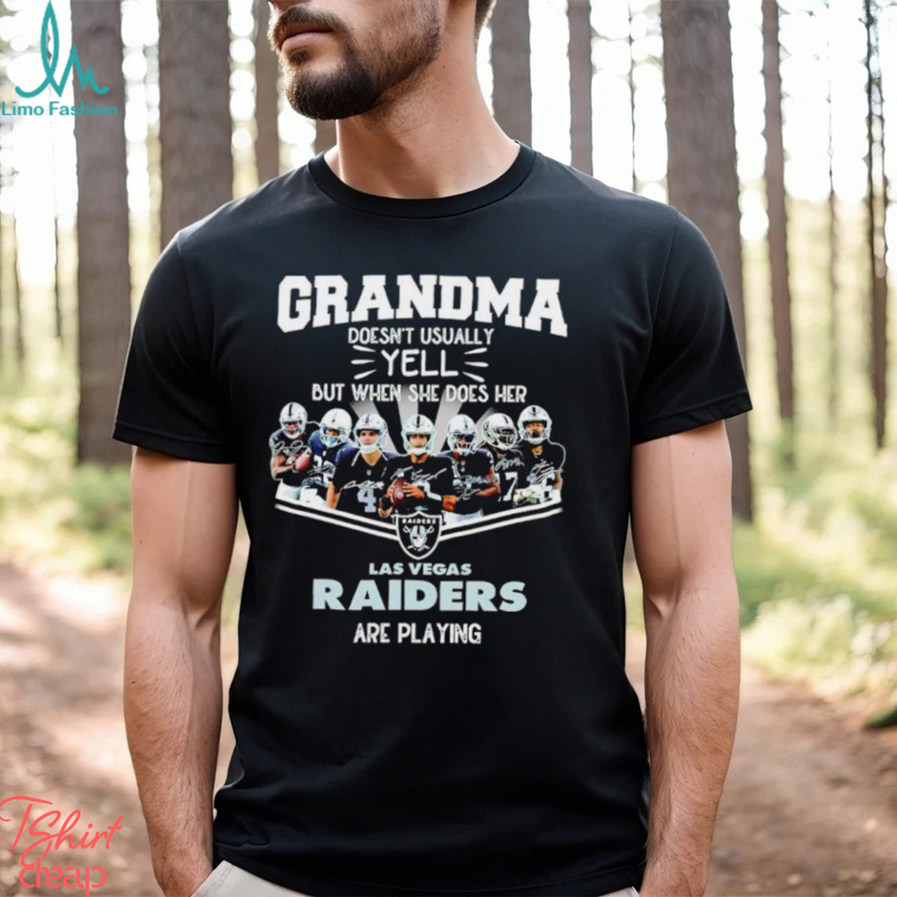 NFL Grandma Doesn’t Usually Yell But When She Does Her Las Vegas Raiders Are Playing Football Team signature shirt NFL Grandma Doesn’t Usually Yell But When She Does Her Las Vegas Raiders Are Playing Football Team signature shirt