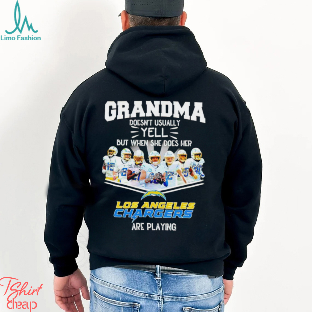 NFL Grandma Doesn’t Usually Yell But When She Does Her Los Angeles Chargers Are Playing Football Team signature shirt NFL Grandma Doesn’t Usually Yell But When She Does Her Los Angeles Chargers Are Playing Football Team signature shirt