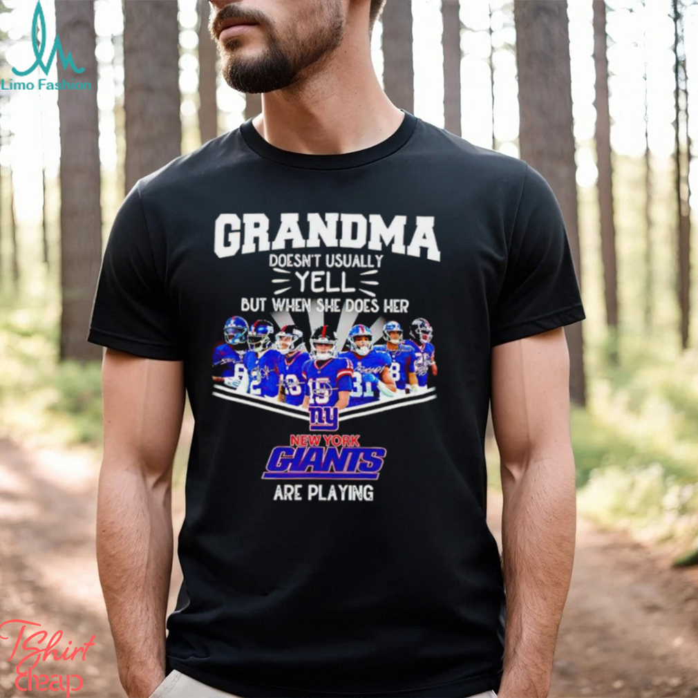 NFL Grandma Doesn’t Usually Yell But When She Does Her New York Giants Are Playing Football Team signature shirt NFL Grandma Doesn’t Usually Yell But When She Does Her New York Giants Are Playing Football Team signature shirt