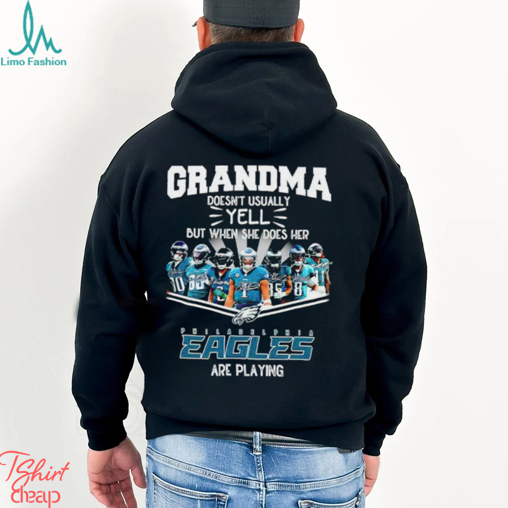 NFL Grandma Doesn’t Usually Yell But When She Does Her Philadelphia Eagles Are Playing Football Team signature shirt NFL Grandma Doesn’t Usually Yell But When She Does Her Philadelphia Eagles Are Playing Football Team signature shirt