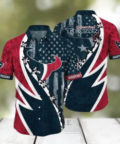 NFL Houston Texans Hawaiian Shirt 3D Printed Graphic American Flag Print This Summer Gift For Fans