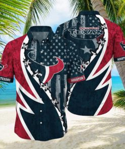 NFL Houston Texans Hawaiian Shirt 3D Printed Graphic American Flag Print This Summer Gift For Fans