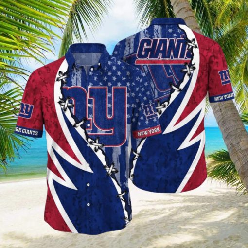 NFL New York Giants Hawaiian Shirt 3D Printed Graphic American Flag Print This Summer Gift For Fans