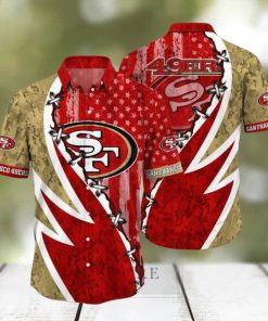 NFL San Francisco 49ers Hawaiian Shirt 3D Printed Graphic American Flag Print This Summer Gift For Fans