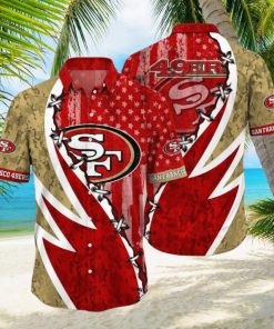 NFL San Francisco 49ers Hawaiian Shirt 3D Printed Graphic American Flag Print This Summer Gift For Fans