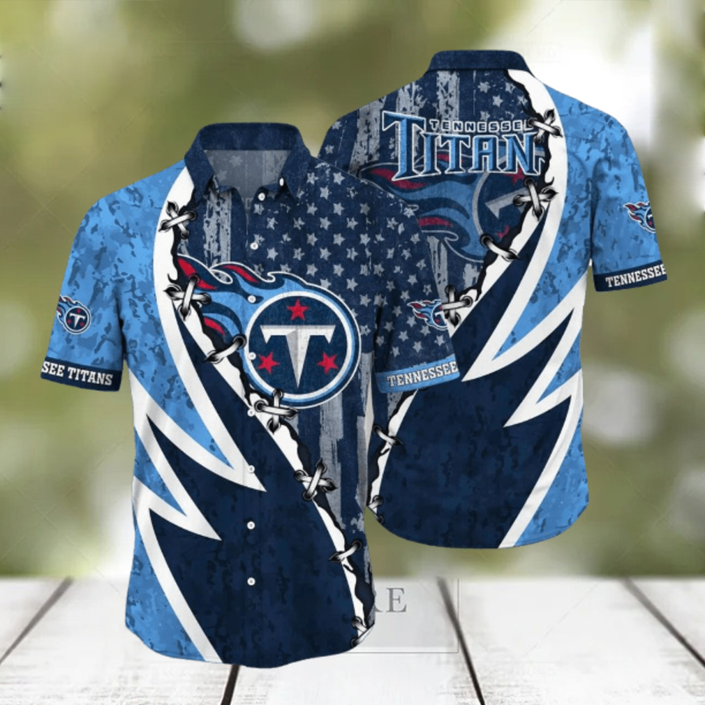 NFL Tennessee Titans Hawaiian Shirt 3D Printed Graphic American Flag Print This Summer Gift For Fans NFL Tennessee Titans Hawaiian Shirt 3D Printed Graphic American Flag Print This Summer Gift For Fans