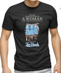 Never Underestimate A Woman Who Understands Basketball And Loves UNC Tar Heels Bacot, Davis And Ingram Signatures Shirt