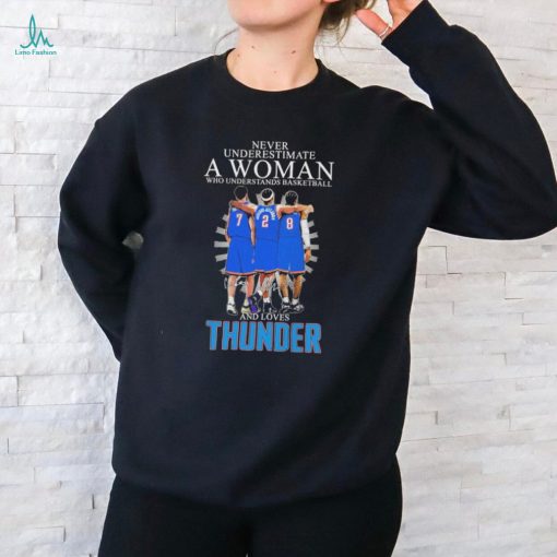 Never Underestimate a Woman who understands Basketball and loves Thunder 2024 Signatures Shirt