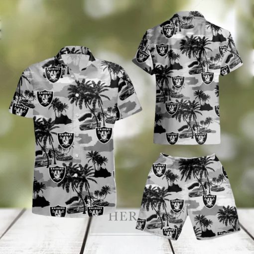 Oakland Raiders Coconut Tree Hawaiian Shirt And Short