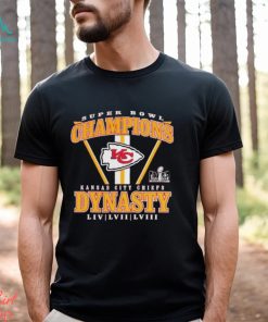 Official Branded Red Kansas City Chiefs Three Time Super Bowl Champions Dynasty T Shirt