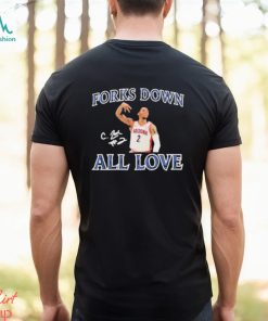 Official Forks Down All Love Caleb Love Signature Arizona Wildcats Basketball T Shirt