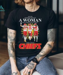Official Kansas City Chiefs Never Underestimate A Woman Who Understands Football And Loves Kelce Mahomes And Pacheco Signatures Shirt