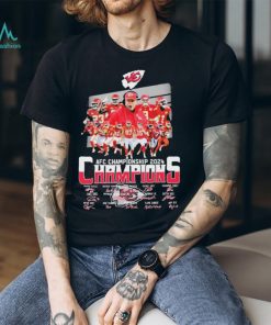 Official Kansas City Chiefs Team AFC Championship 2024 Champions Signatures Shirt