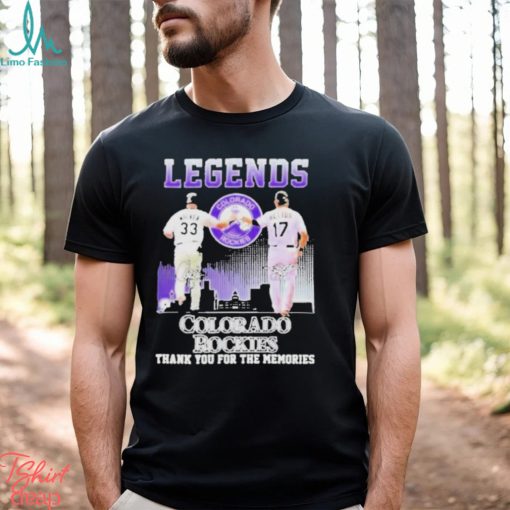 Official Legends Colorado rockies larry walker and todd helton thank you for the memories signatures T shirt