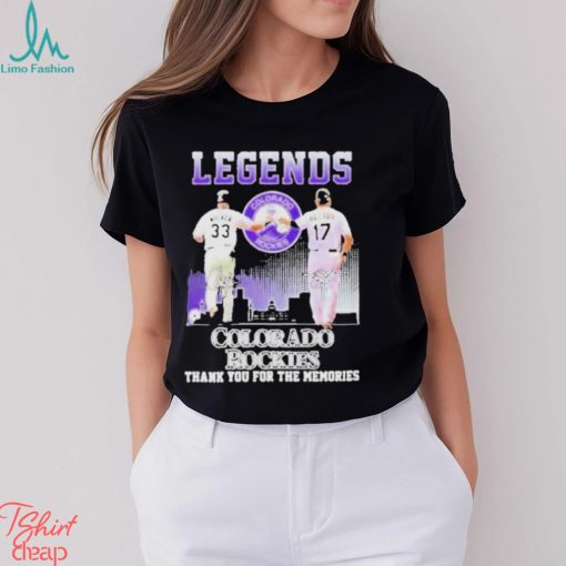 Official Legends Colorado rockies larry walker and todd helton thank you for the memories signatures T shirt