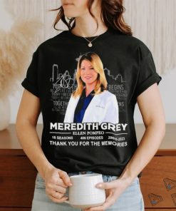 Official Meredith Grey Ellen Pompeo 2005 2023 thank you for the memories signature shirt