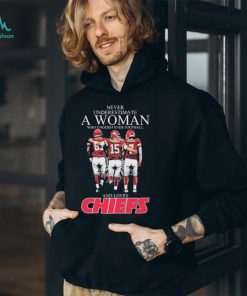 Official Never Underestimate A Woman Who Understands Football And Loves Kansas City Chiefs Kelce Mahomes And Butker Signatures Shirt
