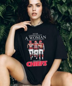 Official Never Underestimate A Woman Who Understands Football And Loves Kansas City Chiefs Kelce Mahomes And Butker Signatures Shirt