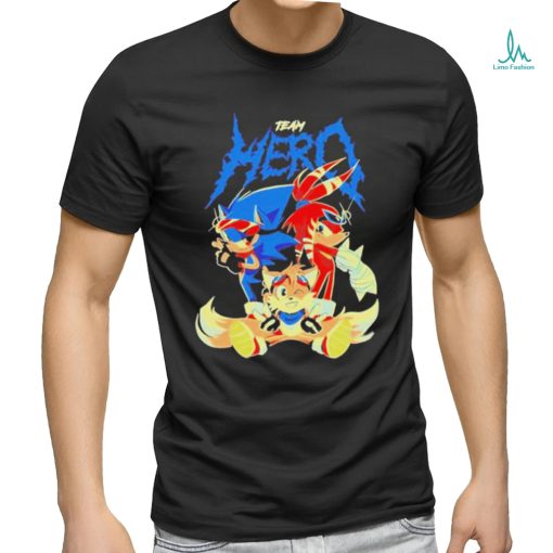 Official Sonic knuckles and tails team hero T shirt