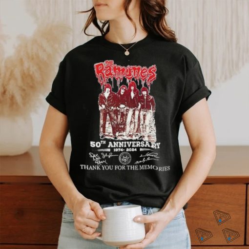 Official The Ramones 50th Anniversary 1974 2024 Thank You For The Memories Signatures Shirt