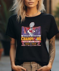 Original Super Bowl LVIII Champions Kansas City Chiefs Back 2 Back February 11, 2024 Allegiant Stadium T Shirt