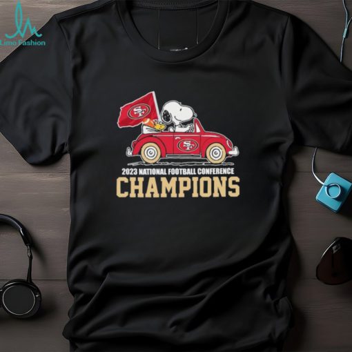 Peanuts Snoopy And Woodstock Drive Car San Francisco 49ers 2023 NFC Champions Shirt