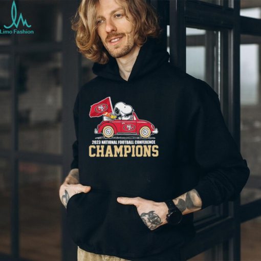 Peanuts Snoopy And Woodstock Drive Car San Francisco 49ers 2023 NFC Champions Shirt