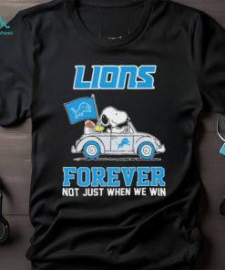 Peanuts Snoopy And Woodstock On Car Detroit Lions Forever Not Just When We Win Shirt