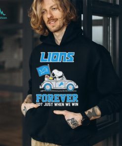 Peanuts Snoopy And Woodstock On Car Detroit Lions Forever Not Just When We Win Shirt