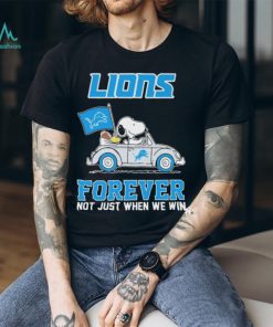 Peanuts Snoopy And Woodstock On Car Detroit Lions Forever Not Just When We Win Shirt