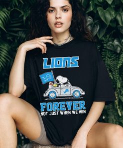 Peanuts Snoopy And Woodstock On Car Detroit Lions Forever Not Just When We Win Shirt