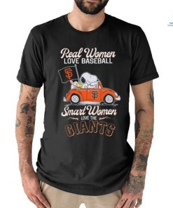 Peanuts Snoopy And Woodstock On Car Real Women Love Baseball Smart Women Love The San Francisco Giants Shirt