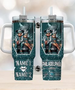 Philadelphia Eagles NFL Mickey And Minnie Couple 40oz Stanley Tumbler Custom Name