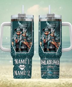 Philadelphia Eagles NFL Mickey And Minnie Couple 40oz Stanley Tumbler Custom Name