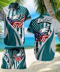 Philadelphia Eagles NFL Vintage US Flag Graphic Trends Hawaiian Shirt And Short For Men Women Gift Summer Beach Team Holiday