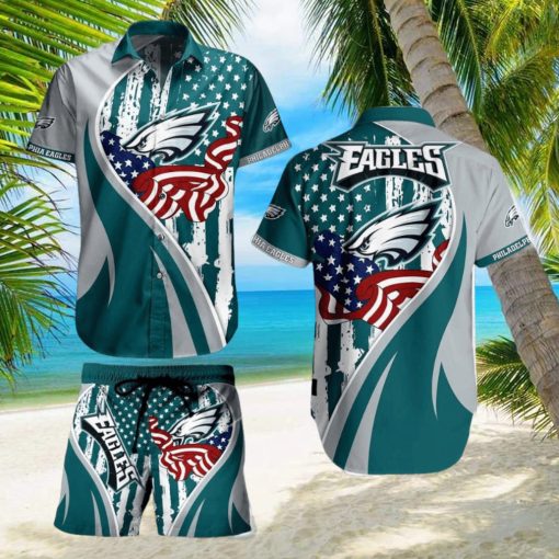 Philadelphia Eagles NFL Vintage US Flag Graphic Trends Hawaiian Shirt And Short For Men Women Gift Summer Beach Team Holiday