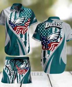 Philadelphia Eagles NFL Vintage US Flag Graphic Trends Hawaiian Shirt And Short For Men Women Gift Summer Beach Team Holiday