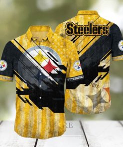 Pittsburgh Steelers NFL Football Hawaiian Shirt 3D Printed Short American Flag Print This Summer Gift For Fans