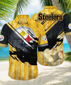 Pittsburgh Steelers NFL Football Hawaiian Shirt 3D Printed Short American Flag Print This Summer Gift For Fans