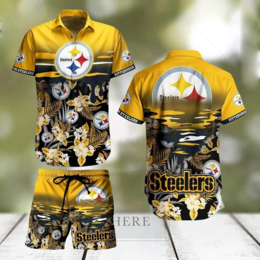 Pittsburgh Steelers NFL SAS Tropical Pattern Beach New Trends Best Fan Hawaiian Shirt And Short For Men Women Gift Summer Beach Team Holiday