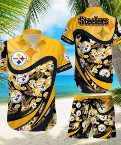 Pittsburgh Steelers NFL SAS Tropical Pattern Exotic Summer Beach Team Hawaiian Shirt And Short For Mem Women Gift