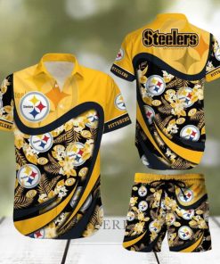 Pittsburgh Steelers NFL SAS Tropical Pattern Exotic Summer Beach Team Hawaiian Shirt And Short For Mem Women Gift