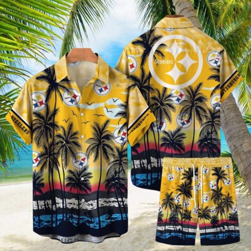 Pittsburgh Steelers NFL SAS Tropical Pattern Summer Beach Team Hawaiian Shirt And Short For Men Women Gift