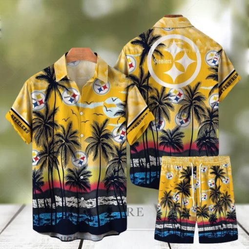 Pittsburgh Steelers NFL SAS Tropical Pattern Summer Beach Team Hawaiian Shirt And Short For Men Women Gift