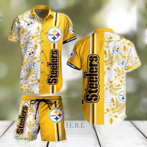 Pittsburgh Steelers NFL Tropical Pattern Hawaiian Shirt And Short For Men Women Gift Summer Beach Team Holiday