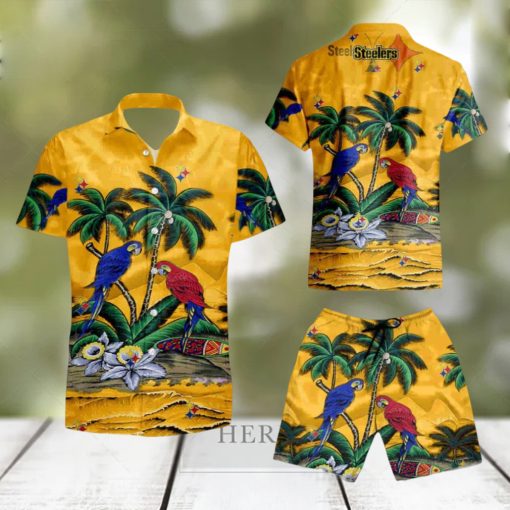 Pittsburgh Steelers Parrots Hawaiian Shirt And Short